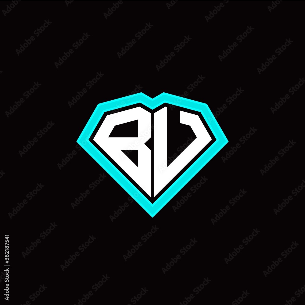 B U initial letter with unique diamond style logo template vector B U initial letter with unique diamond style logo template vector