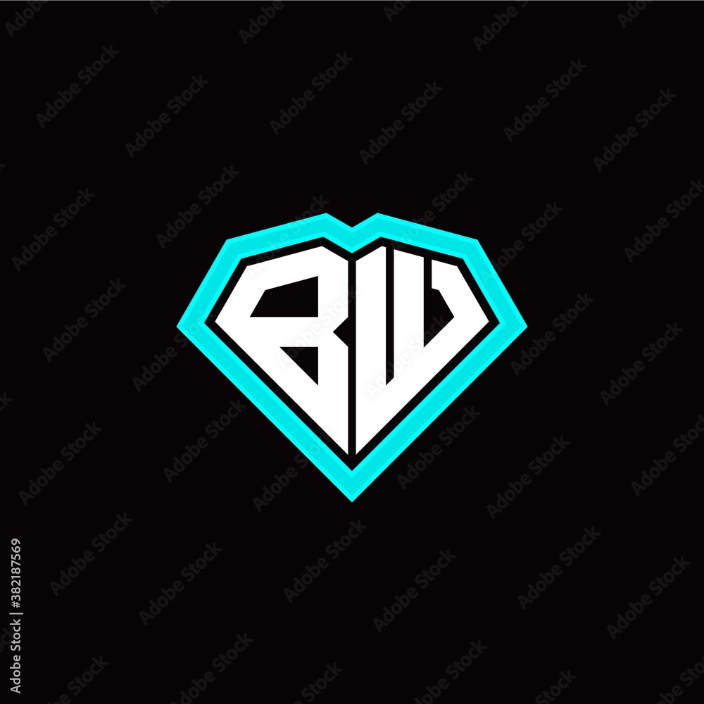 B W initial letter with unique diamond style logo template vector B W initial letter with unique diamond style logo template vector