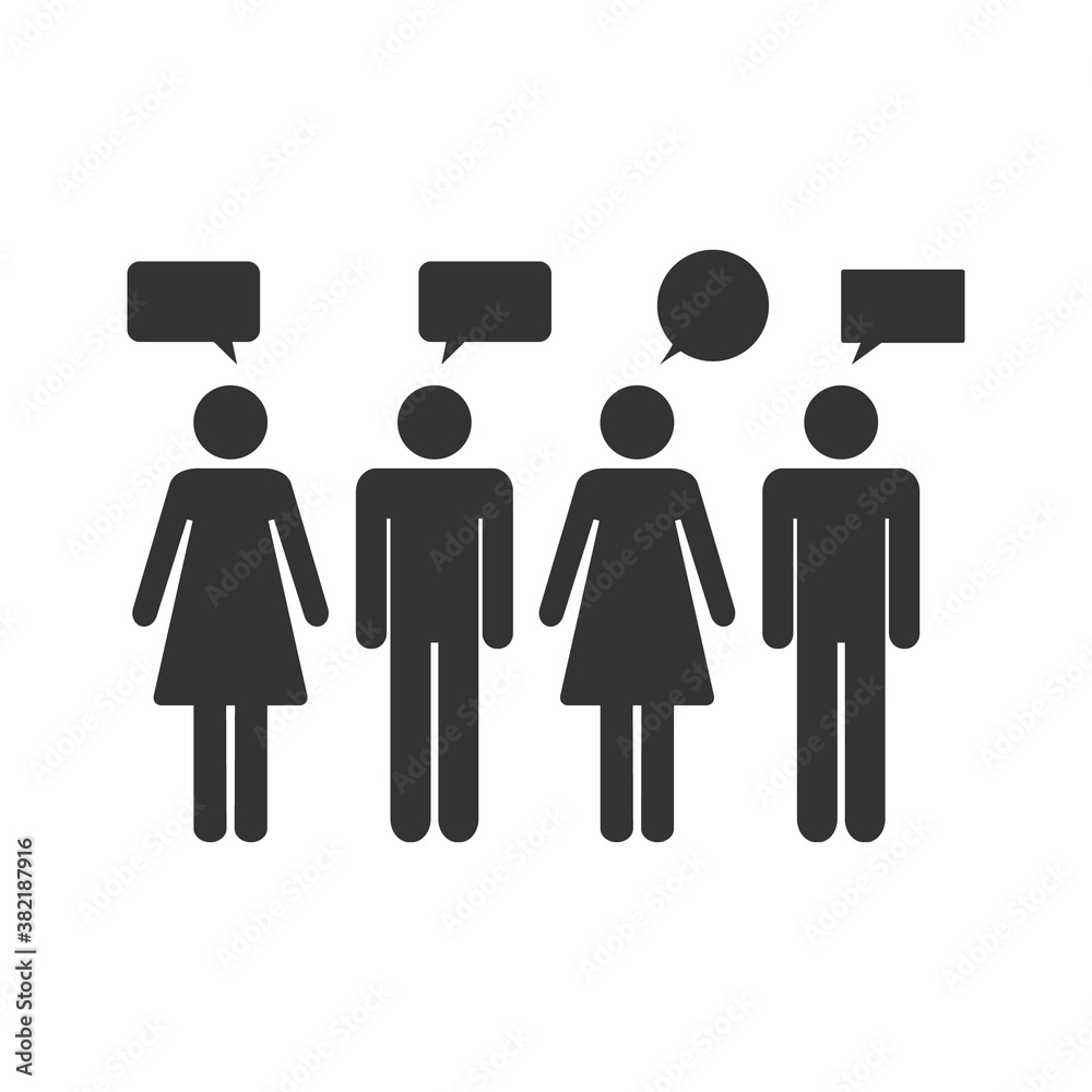 People talking icon. Social group vector illustration. Teamwork communication concept. Isolated on white. People talking icon. Social group vector illustration. Teamwork communication concept. Isolated on white.