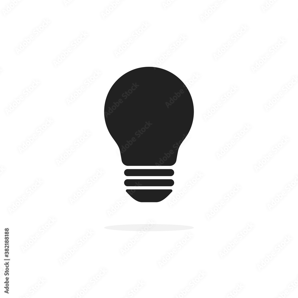 Light bulb black icon. Lamp outline isolated on the white background Light bulb black icon. Lamp outline isolated on the white background