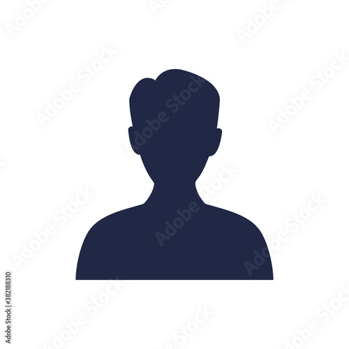 User male icon. Person black symbol. Human avatar vector isolated on white. Man profile picture illustration.