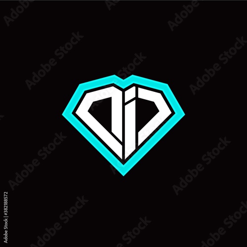 D I initial letter with unique diamond style logo template vector