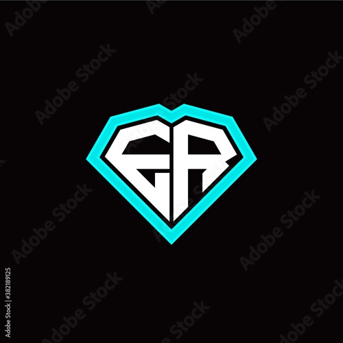 E R initial letter with unique diamond style logo template vector
