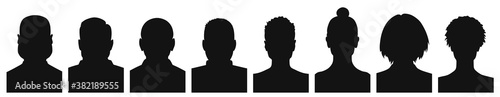Male and female head silhouettes avatar profile icons