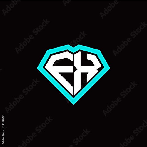 F X initial letter with unique diamond style logo template vector