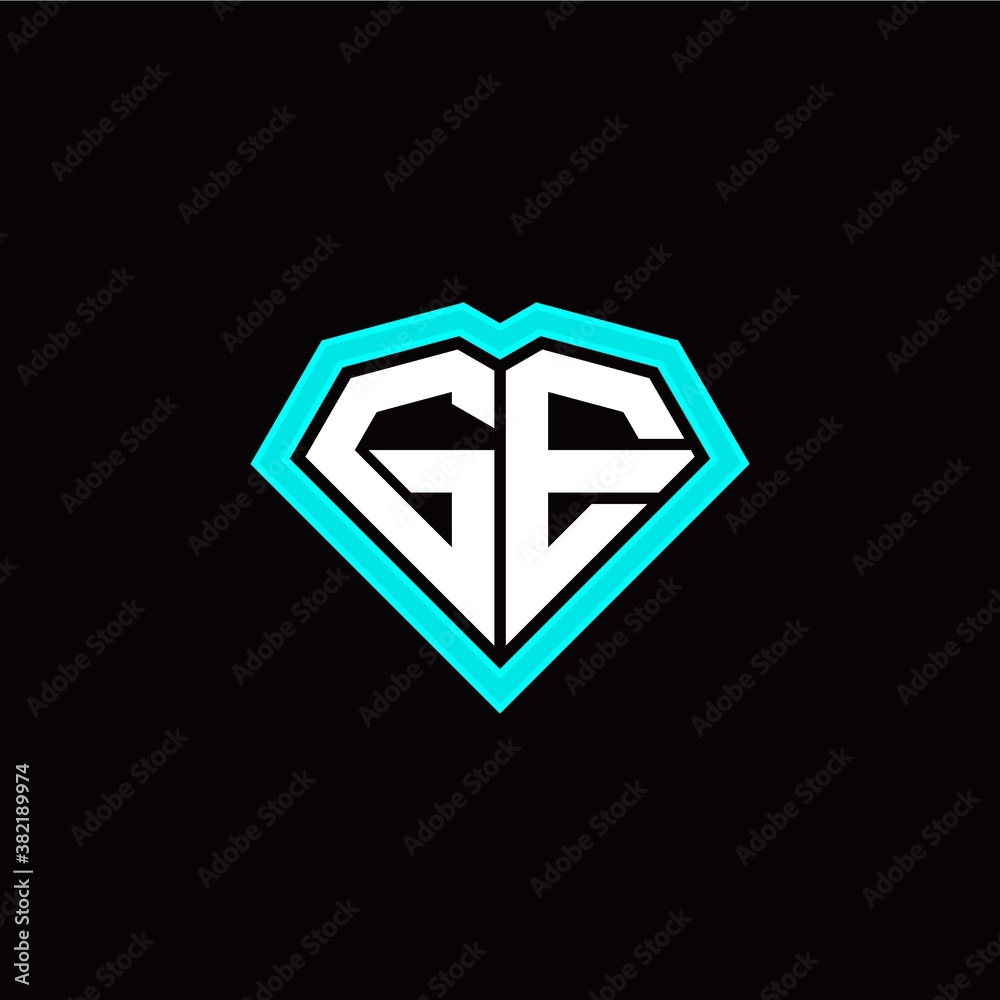 G E initial letter with unique diamond style logo template vector