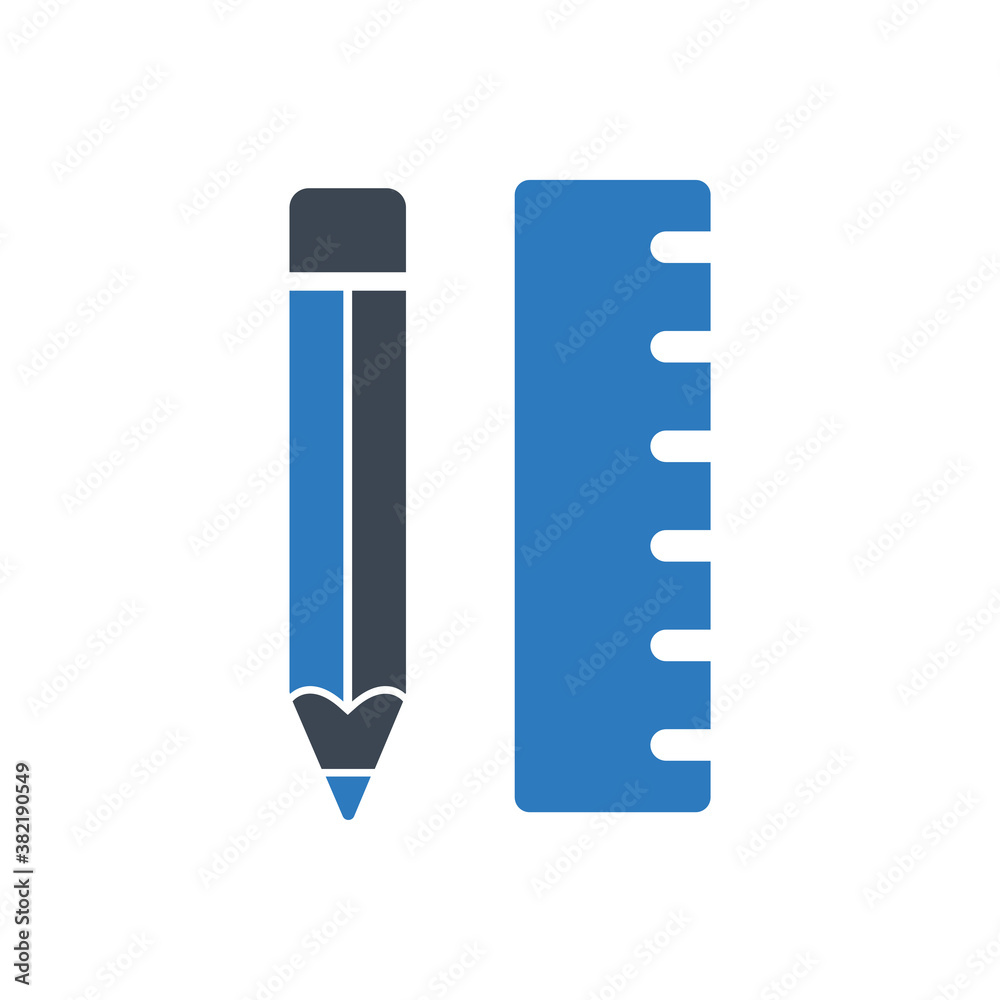 Pencil and ruler icon ( vector illustration ) Pencil and ruler icon ( vector illustration )