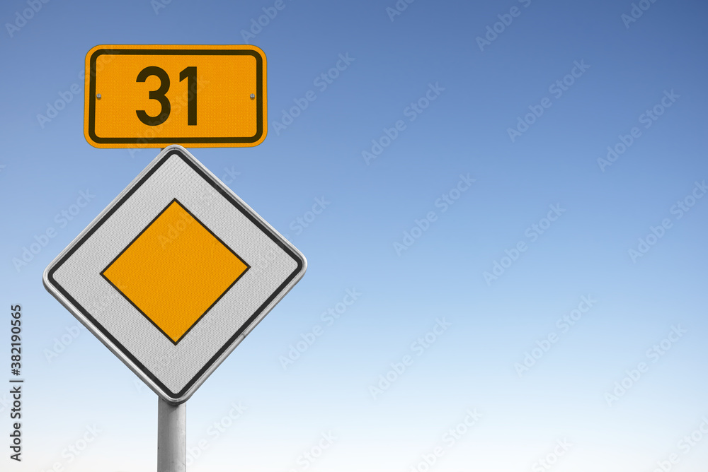 Bundesstraße 31, B 31, Verkehrsschild Bundesstraße 31, B 31, Verkehrsschild