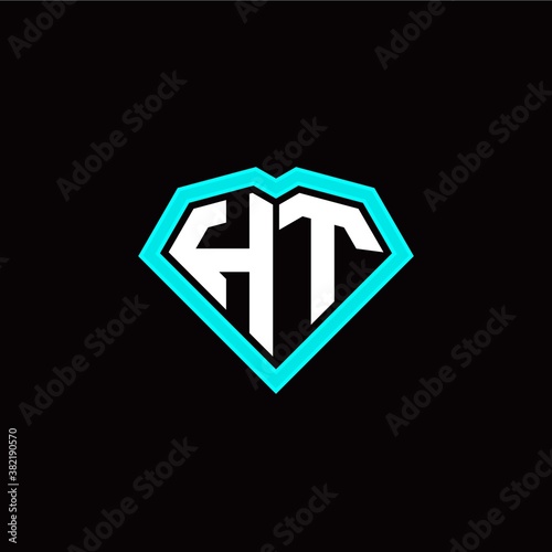 H T initial letter with unique diamond style logo template vector