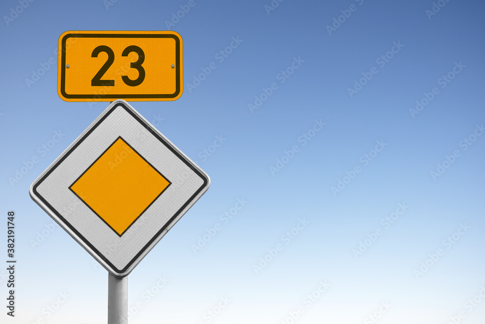 Bundesstraße 23, B 23, Verkehrsschild Bundesstraße 23, B 23, Verkehrsschild