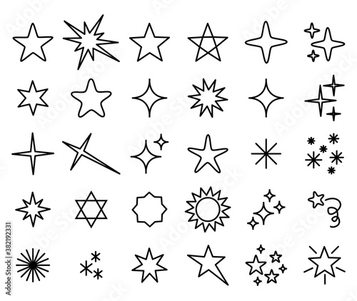 Stars thin line icon vector collection