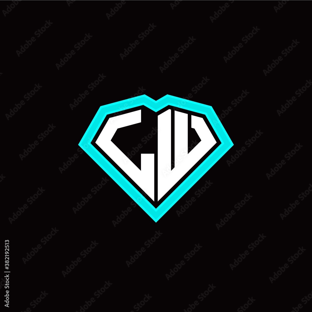 L W initial letter with unique diamond style logo template vector