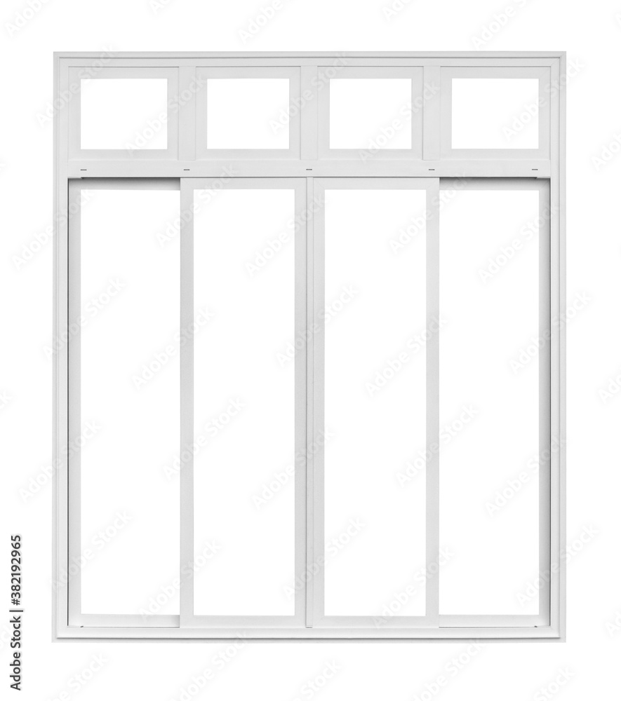 Real modern house window frame isolated on white background with clipping path