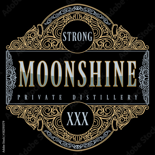 Moonshine vintage decorative ornate label design