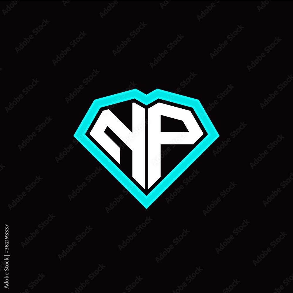 N P initial letter with unique diamond style logo template vector