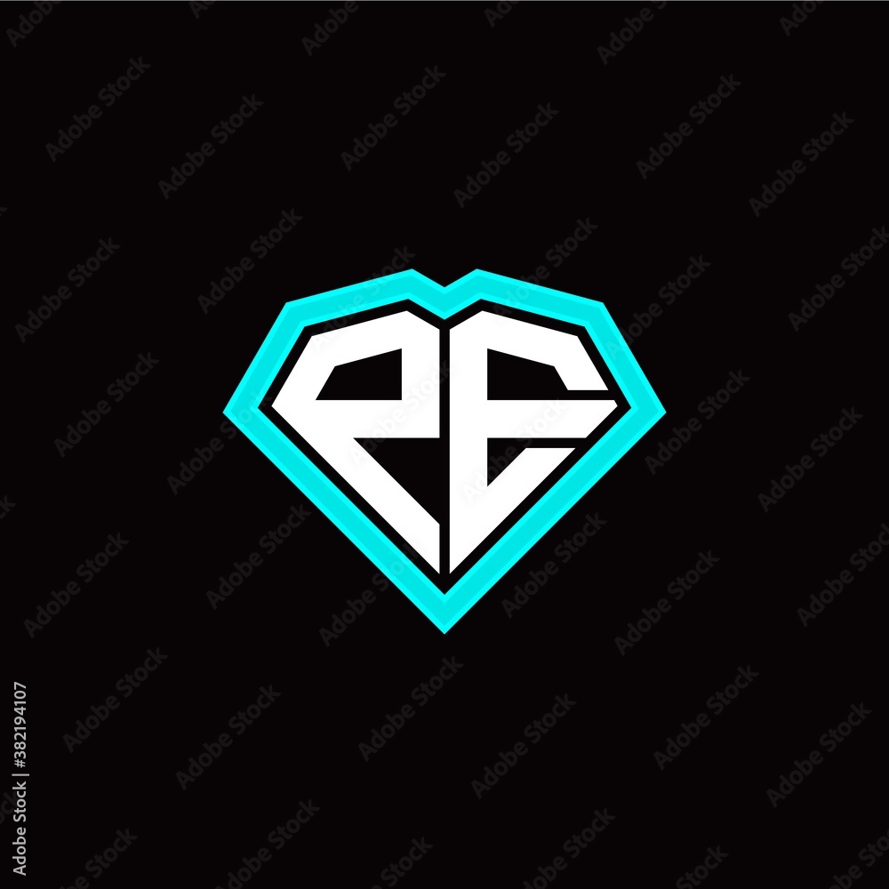 P E initial letter with unique diamond style logo template vector P E initial letter with unique diamond style logo template vector