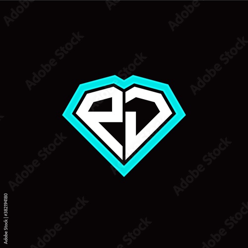 P J initial letter with unique diamond style logo template vector