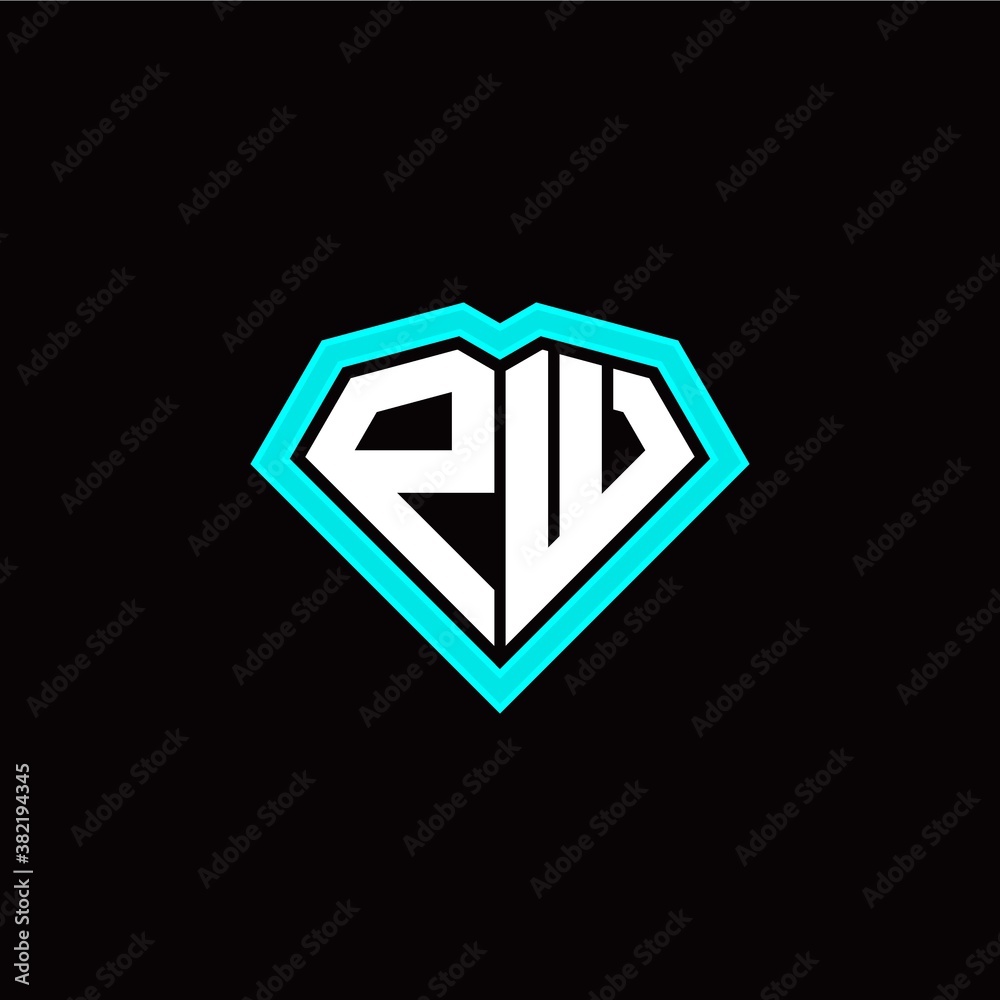 P W initial letter with unique diamond style logo template vector P W initial letter with unique diamond style logo template vector