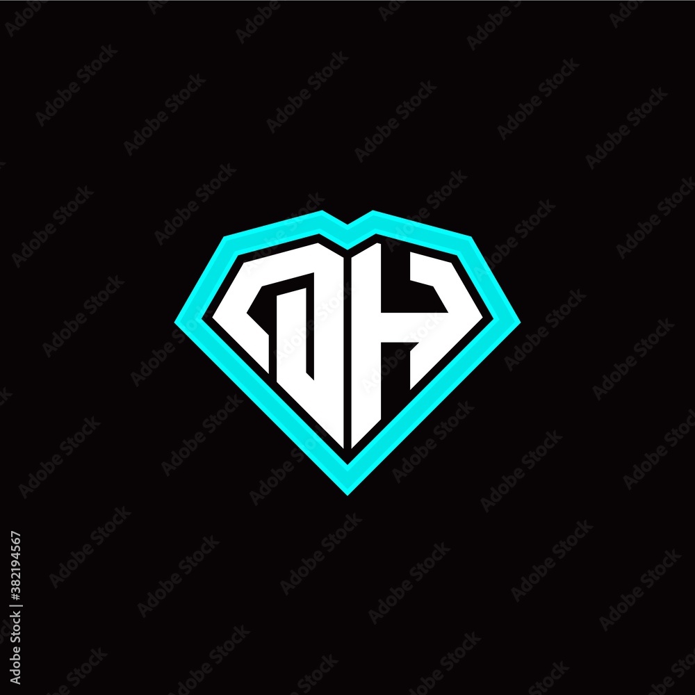 Q H initial letter with unique diamond style logo template vector Q H initial letter with unique diamond style logo template vector