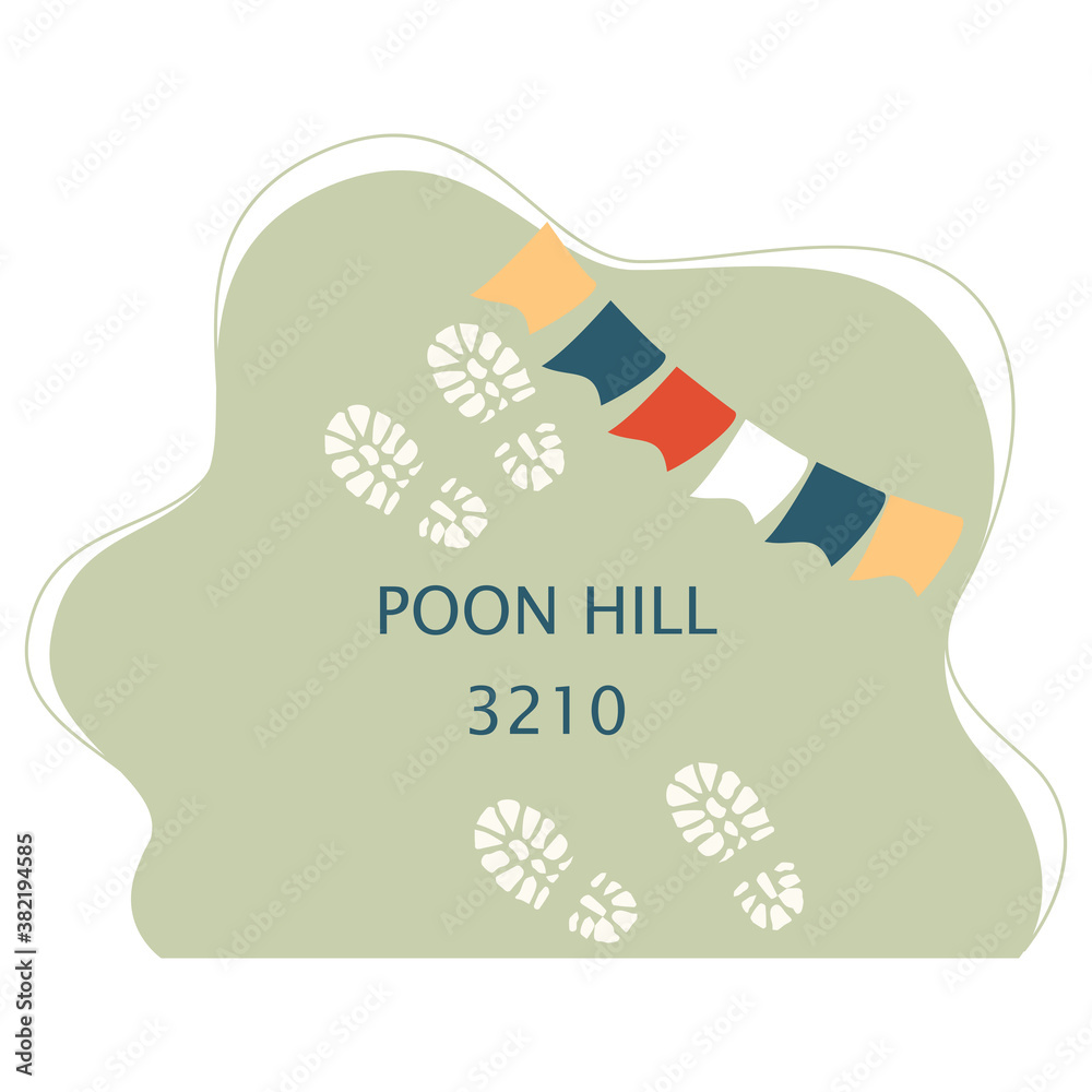Poon hill Ghorepani point, hill station to see the Annapurna massive, Design for postcards, t-shirts, banners, greeting card, event, flyer. Annapurna circuit, mountaineering, trekking vector illustrat Poon hill Ghorepani point, hill station to see the Annapurna massive, Design for postcards, t-shirts, banners, greeting card, event, flyer. Annapurna circuit, mountaineering, trekking vector illustrat