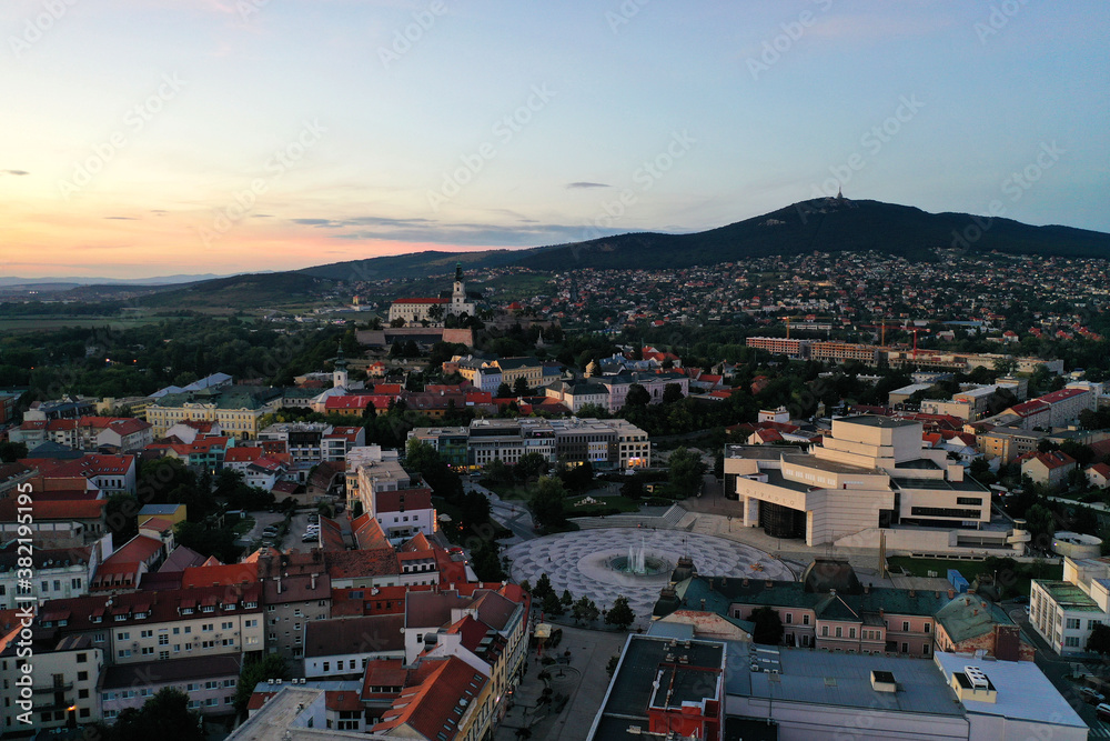 Aerial view of the center of Nitra in Slovakia