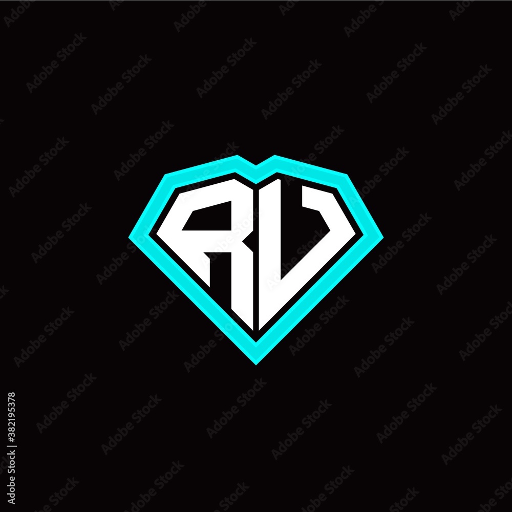 R U initial letter with unique diamond style logo template vector R U initial letter with unique diamond style logo template vector