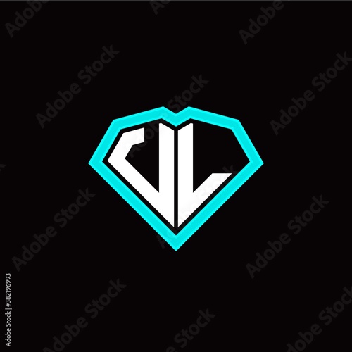 U L initial letter with unique diamond style logo template vector