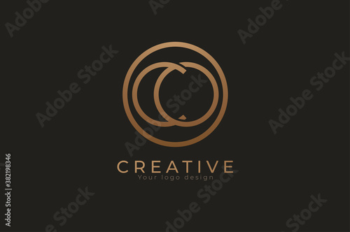 Abstract initial letter C and O logo,circle line and letter CO combination, usable for branding and business logos, Flat Logo Design Template, vector illustration