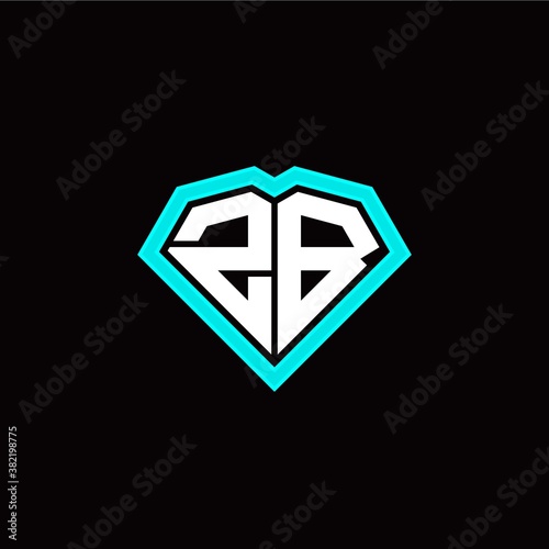 Z B initial letter with unique diamond style logo template vector