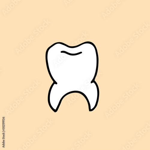 Root tooth. Vector hand drawn doodle illustration