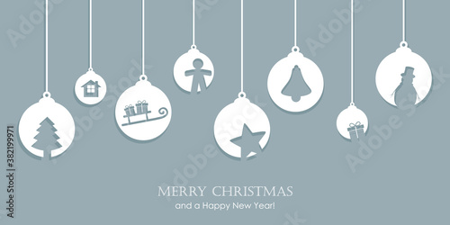 christmas card with tree balls decoration vector illustration EPS10