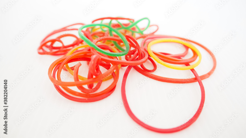 Rubber bands are used for strapping items.