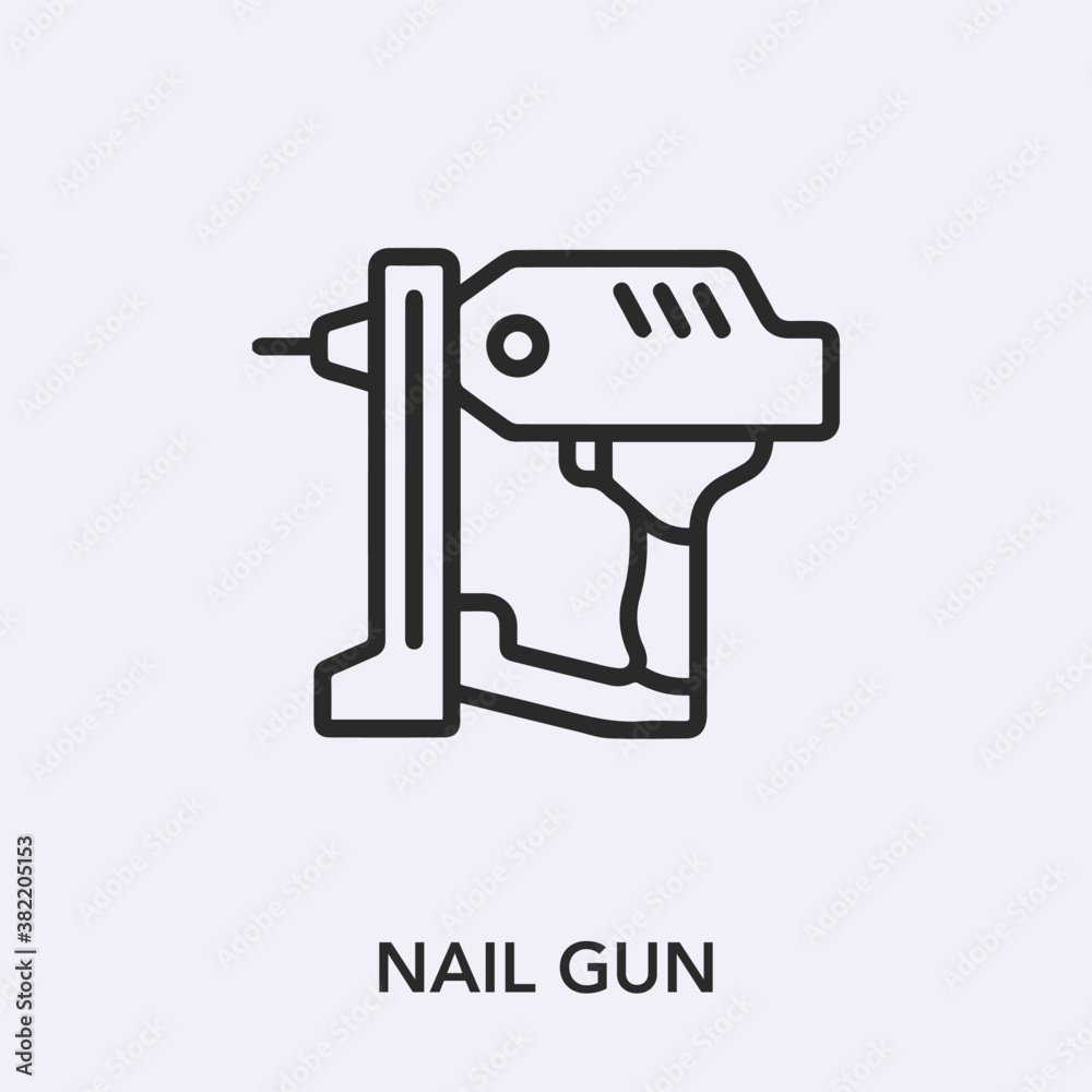 nail gun icon vector. Linear style sign for mobile concept and web design. nail gun symbol illustration. Pixel vector graphics - Vector. nail gun icon vector. Linear style sign for mobile concept and web design. nail gun symbol illustration. Pixel vector graphics - Vector.