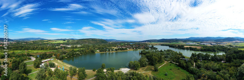 Aerial view of the lake zelena voda in Nove Mesto nad Vahom in Slovakia