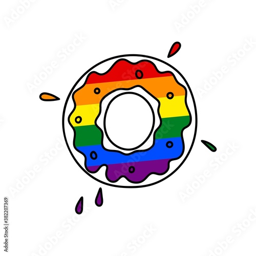 ISOLATED ON A WHITE BACKGROUND RAINBOW DONUT
