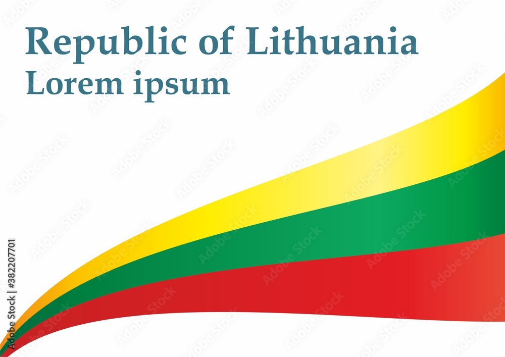 Obraz premium Flag of Lithuania, Republic of Lithuania. Bright, colorful vector illustration.