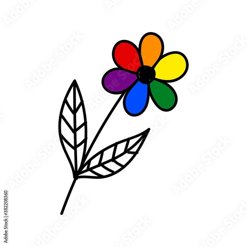 ISOLATED MULTICOLORED FLOWER ON A WHITE BACKGROUND