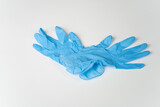 COVID, COVID-19 PPE Blue Latex Gloves, On White Background