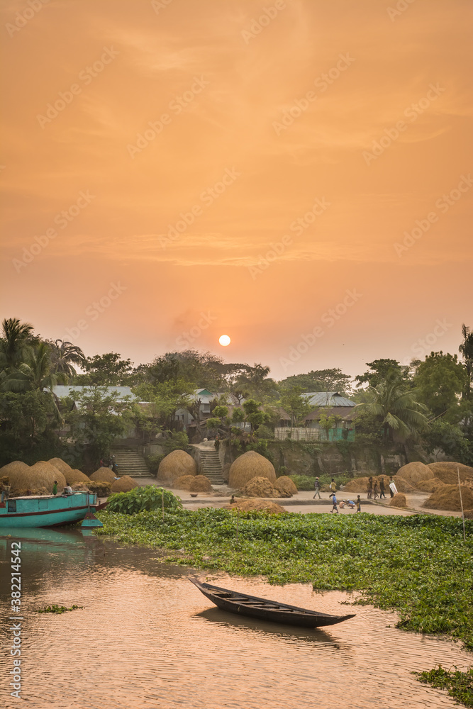 Obraz premium Sunset view of a village