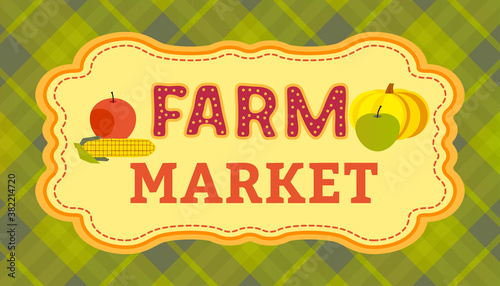 Farm market welcome signboard vector illustration