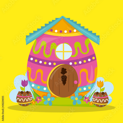 Obraz na płótnie easter egg house w salonie