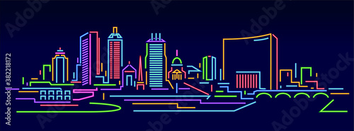 Indianapolis neon sign skyline