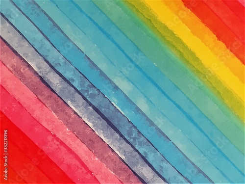 multicolored bright stripes with watercolor paints