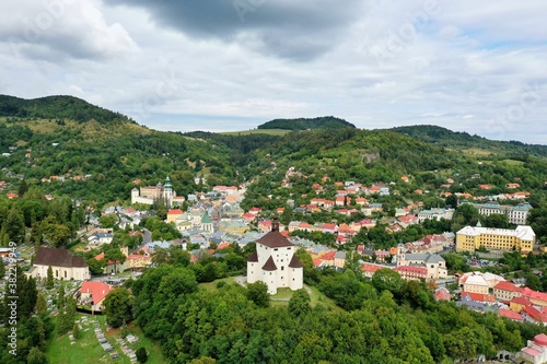 Aerial view of the castle in Banska Stiavnica  Slovakia