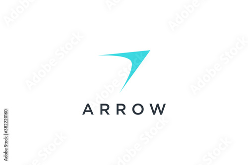 Right Arrow Up Logo. Blue Geometric Arrow Shape isolated on White Background. Usable for Business and Technology Logos. Flat Vector Logo Design Template Element.