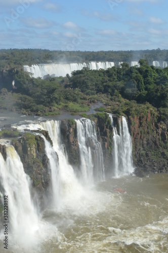 Rainbows over the mighty and powerful Iguzu (Iguacu) Waterfalls between Brazil and Argentina