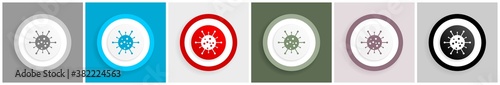 Virus, coronavirus, covid-19, infection icon set, colorful flat design vector illustrations in 6 options for web design and mobile applications