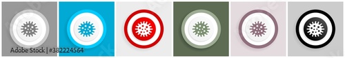 Virus, coronavirus, covid-19, infection icon set, colorful flat design vector illustrations in 6 options for web design and mobile applications