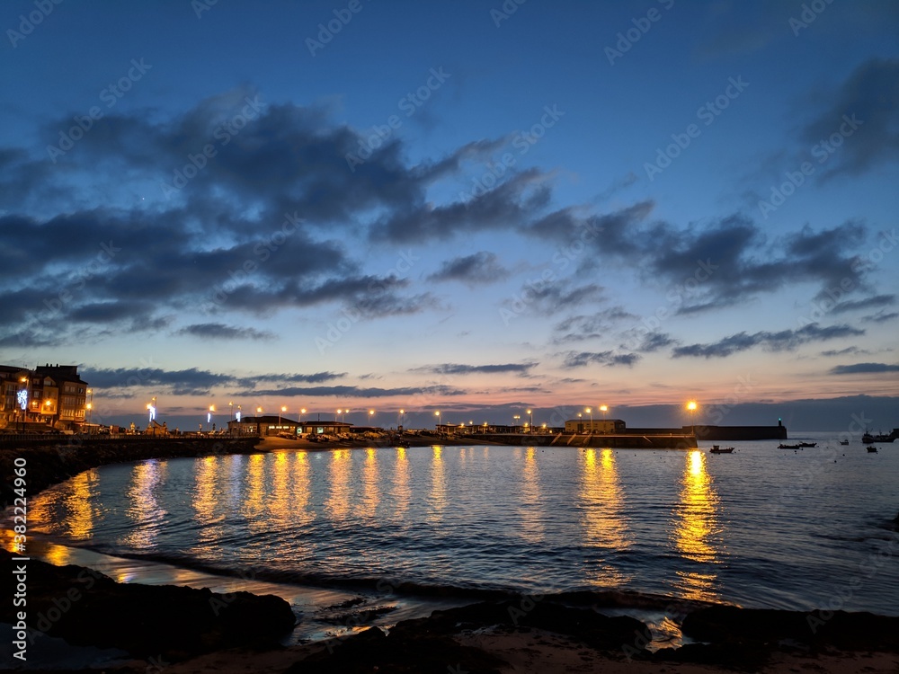 A beautiful nightfall at the sea port