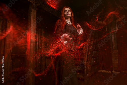 witch surrounded by drops of blood